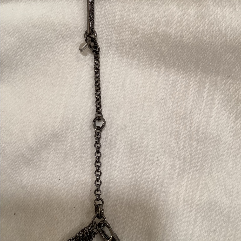 Kenneth Cole Multi Strand Black Beaded Necklace (gunmetal chains) - Picture 2 of 4